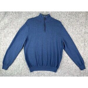 Jos A Bank Traveler 100% Pima Cotton Pullover 1/4 Zip Sweater Blue Men's L